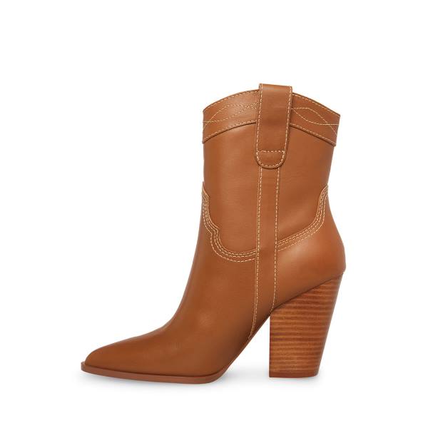 Steve Madden Westyn Cognac Läder Kängor Dam Bruna | SM-371VG