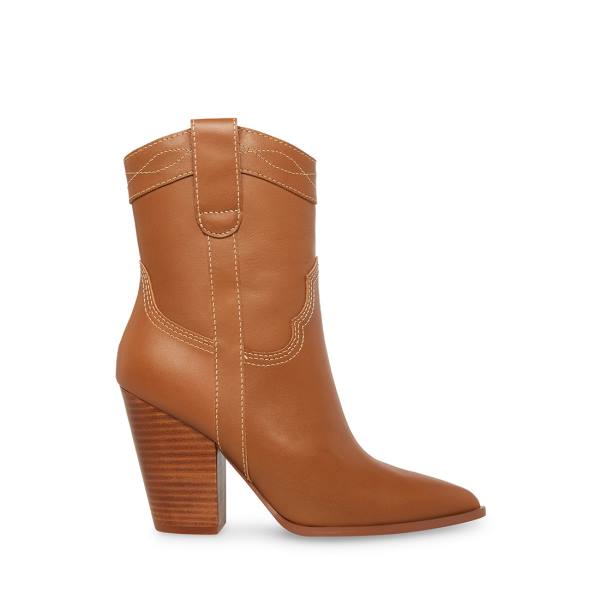 Steve Madden Westyn Cognac Läder Kängor Dam Bruna | SM-371VG