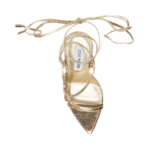 Steve Madden Whitney Snake Heel Högklackade Skor Dam Guld Ormskinn | SM-961MK