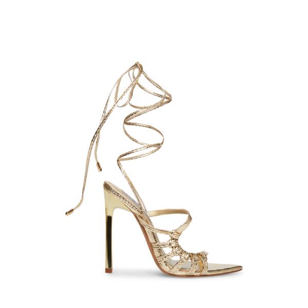 Steve Madden Whitney Snake Heel Högklackade Skor Dam Guld Ormskinn | SM-961MK