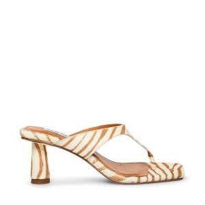 Steve Madden Alexina Tan Pony Heel Högklackade Skor Dam Bruna Vita | SM-072TC