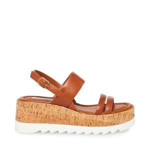 Steve Madden Athena Cognac Läder Sandaler Dam Bruna | SM-951UE