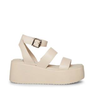 Steve Madden Bay Natural Läder Sandaler Dam Beige | SM-247ZT