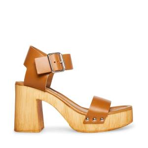 Steve Madden Colada Tan Läder Heel Högklackade Skor Dam Bruna | SM-159PM