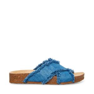 Steve Madden Devyn Denim Fabric Sandaler Dam Blå | SM-674KF