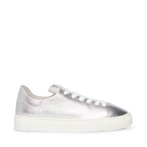 Steve Madden Dorey Läder Sneakers Dam Silver | SM-396SO