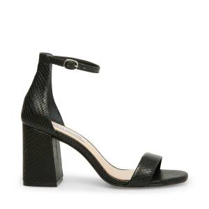 Steve Madden Gracelynn Snake Heel Högklackade Skor Dam Svarta Ormskinn | SM-462UR