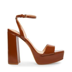 Steve Madden Lessa Cognac Lack Heel Högklackade Skor Dam Bruna | SM-769WR