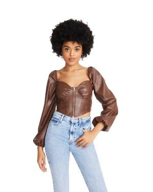 Steve Madden Long Sleeve Faux Läder Corset Blast Dam Bruna | SM-459WC