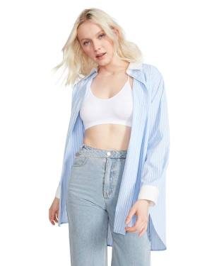 Steve Madden Oversized Button Up Blast Dam Blå | SM-480HY