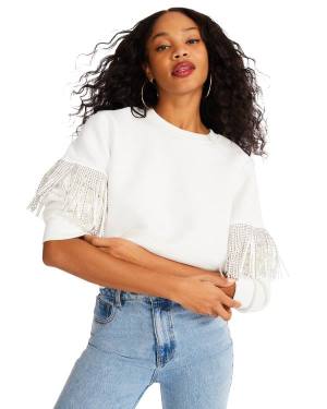 Steve Madden Rhinestone Fringe Crew Neck Blast Dam Vita | SM-257TB