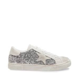 Steve Madden Rubie Glitter Sneakers Dam Silver | SM-523OI