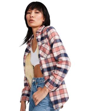 Steve Madden Teddy Fodrade Flannel Jacka Dam Rosa | SM-059ET