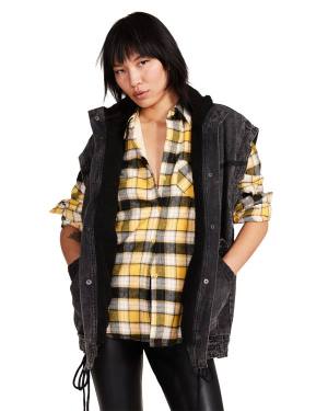 Steve Madden Teddy Fodrade Flannel Jacka Dam Gula | SM-401ZN