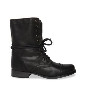 Steve Madden Troopa Läder Kängor Dam Svarta | SM-530EU